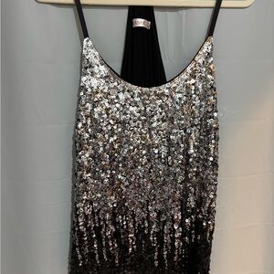 Silver and Black Sequin Too